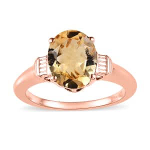 Brazilian Citrine Ring in Vermeil Rose Gold Over Sterling Silver (Size 9.0) 2.40 ctw
