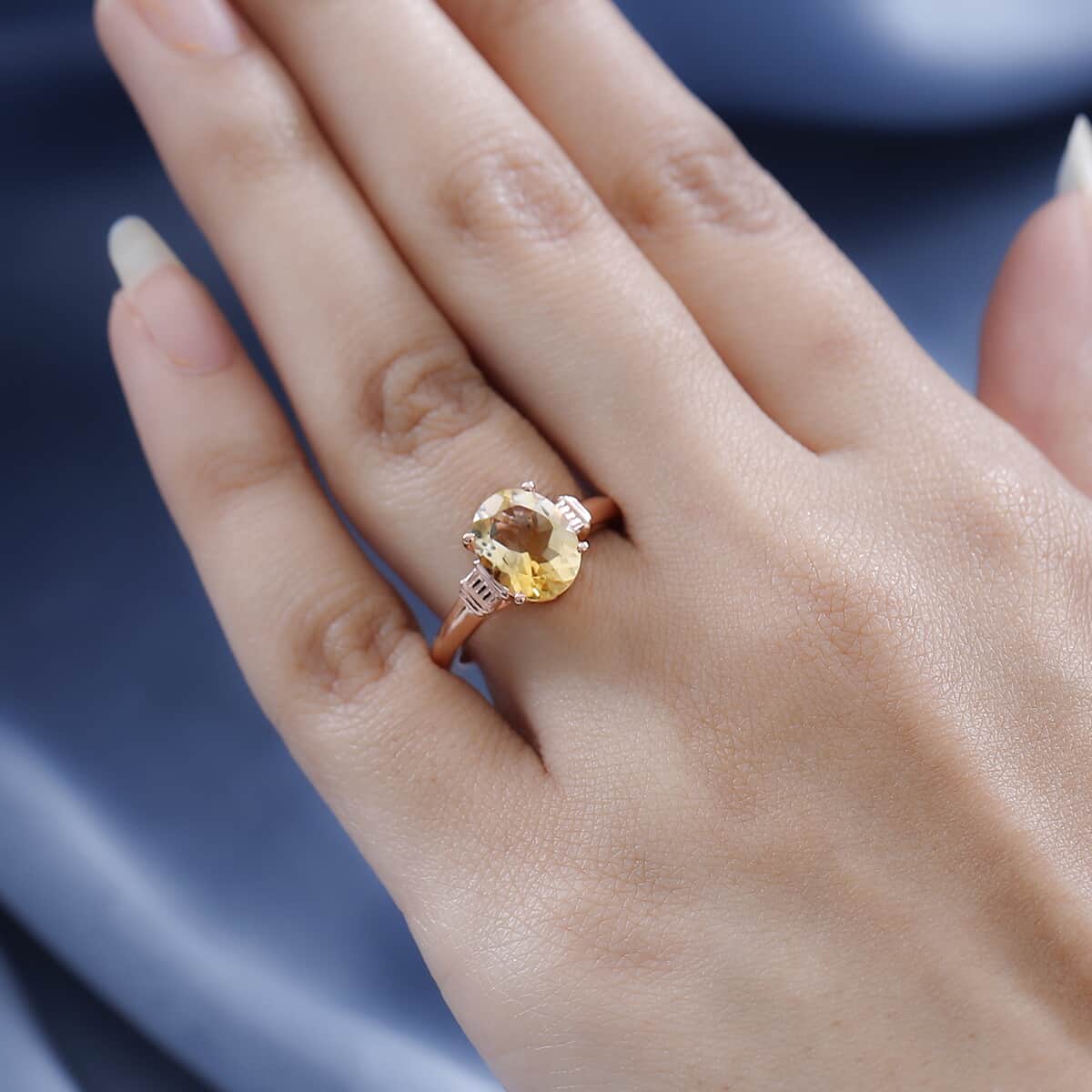 Brazilian Citrine Ring in Vermeil Rose Gold Over Sterling Silver (Size 9.0) 2.40 ctw image number 2