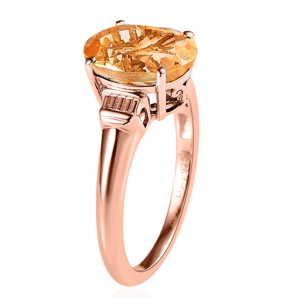 Brazilian Citrine Ring in Vermeil Rose Gold Over Sterling Silver (Size 9.0) 2.40 ctw image number 3