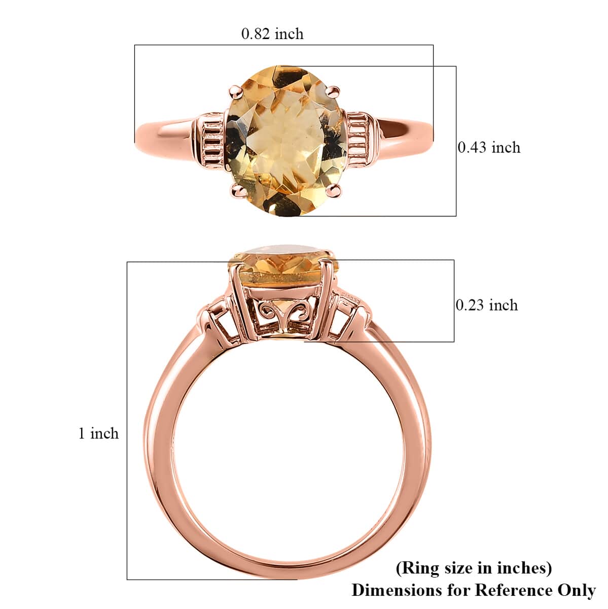 Brazilian Citrine Ring in Vermeil Rose Gold Over Sterling Silver (Size 9.0) 2.40 ctw image number 5