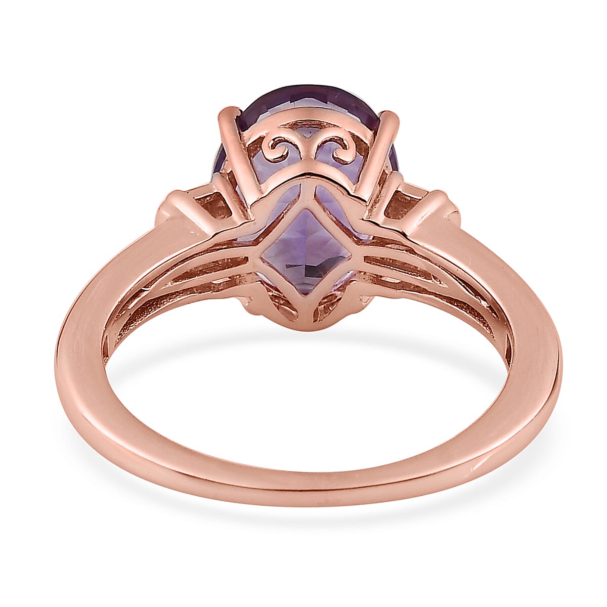 African Amethyst Solitaire Ring in Vermeil Rose Gold Over Sterling Silver (Size 6.0) 2.35 ctw image number 4