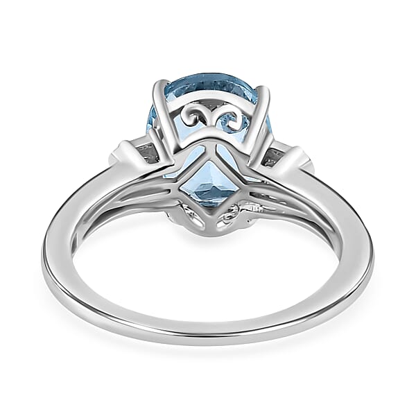 Sky Blue Topaz Solitaire Ring in Platinum Over Sterling Silver (Size 6.0) 3.35 ctw