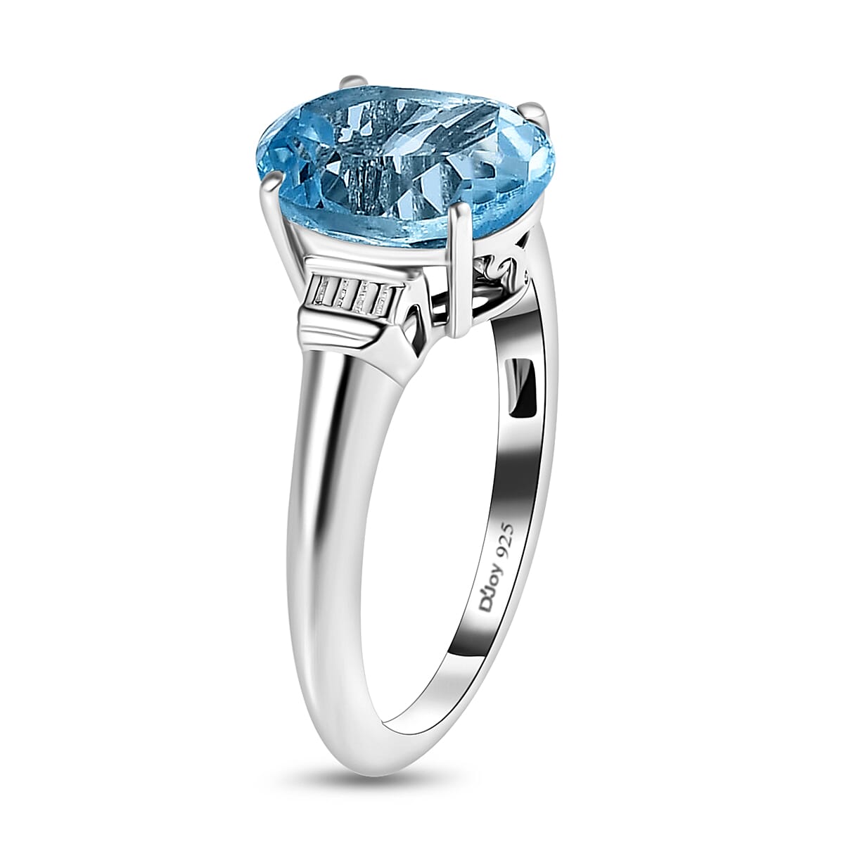 Sky Blue Topaz Solitaire Ring in Platinum Over Sterling Silver (Size 8.0) 3.35 ctw image number 3