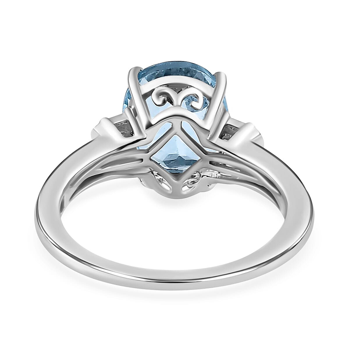 Sky Blue Topaz Solitaire Ring in Platinum Over Sterling Silver (Size 8.0) 3.35 ctw image number 4