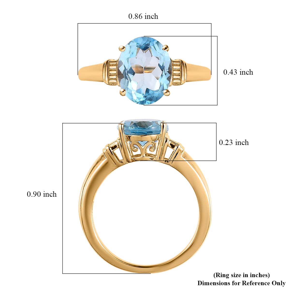 Sky Blue Topaz Solitaire Ring in Vermeil Yellow Gold Over Sterling Silver (Size 6.0) 3.35 ctw image number 5