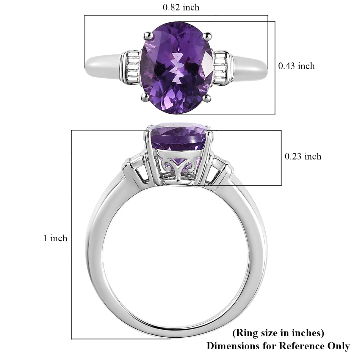 Rose De France Amethyst Solitaire Ring in Platinum Over Sterling Silver (Size 9.0) 2.50 ctw image number 5