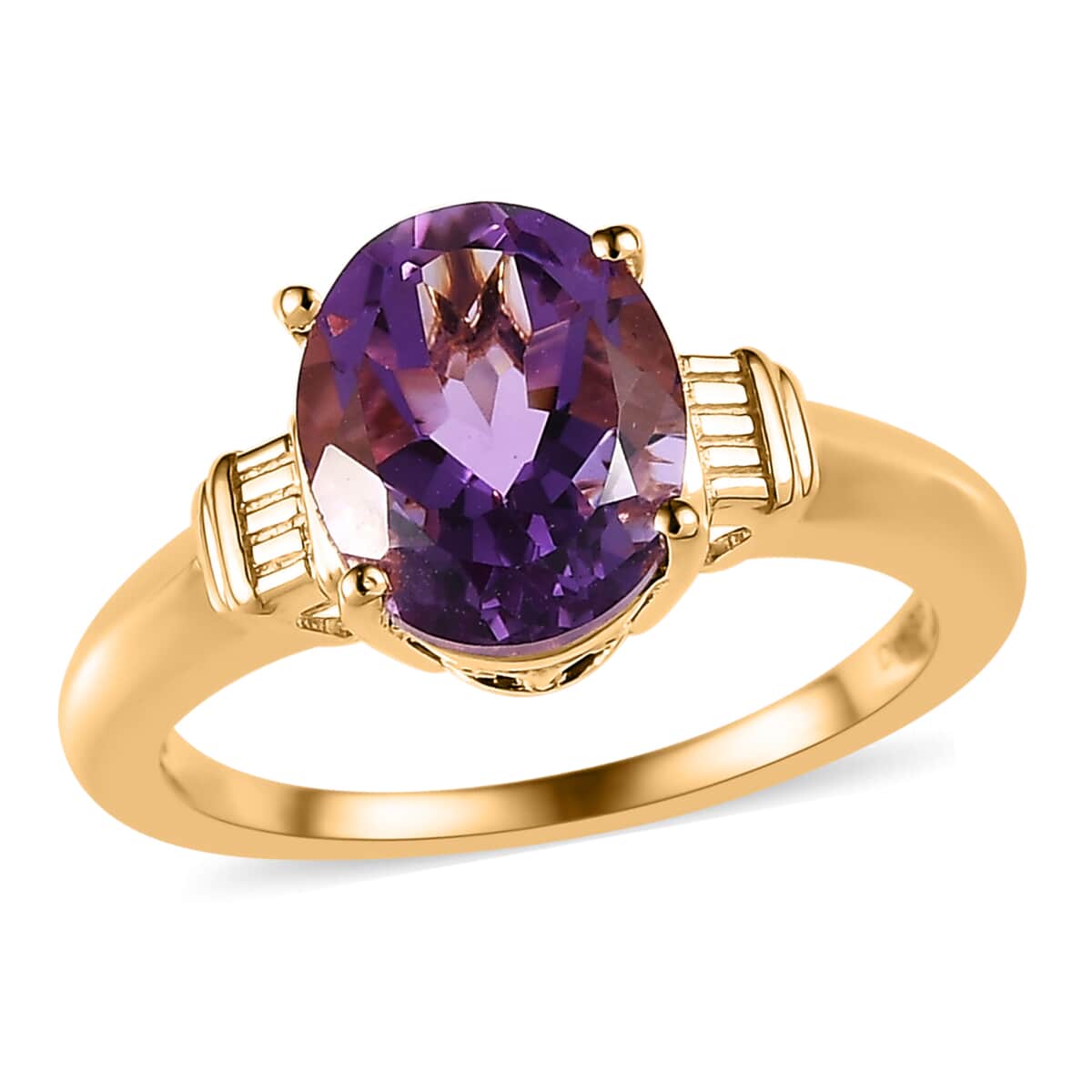 Rose De France Amethyst Solitaire Ring in Vermeil Yellow Gold Over Sterling Silver (Size 6.0) 2.50 ctw image number 0