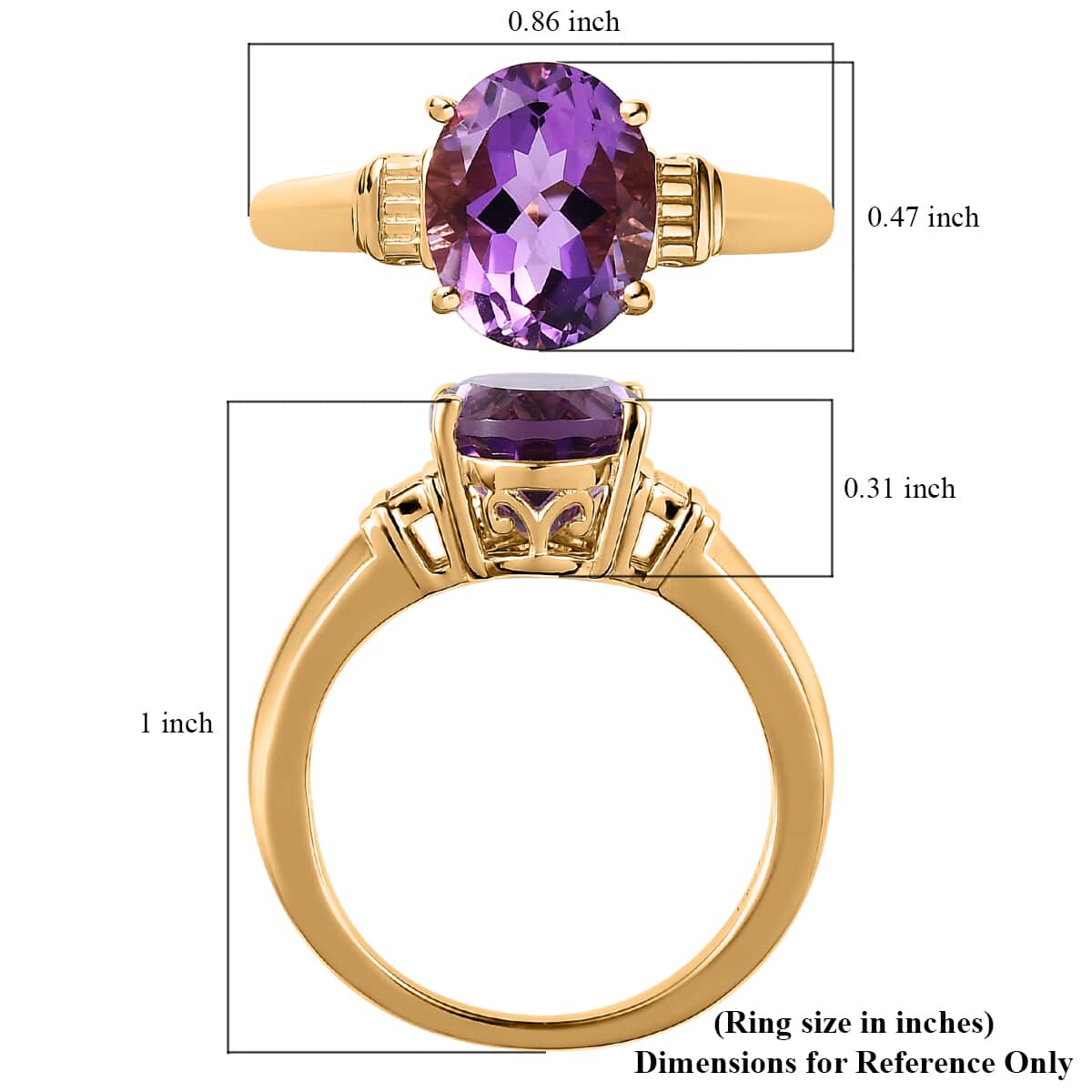 Rose De France Amethyst Solitaire Ring in Vermeil Yellow Gold Over Sterling Silver (Size 6.0) 2.50 ctw image number 5