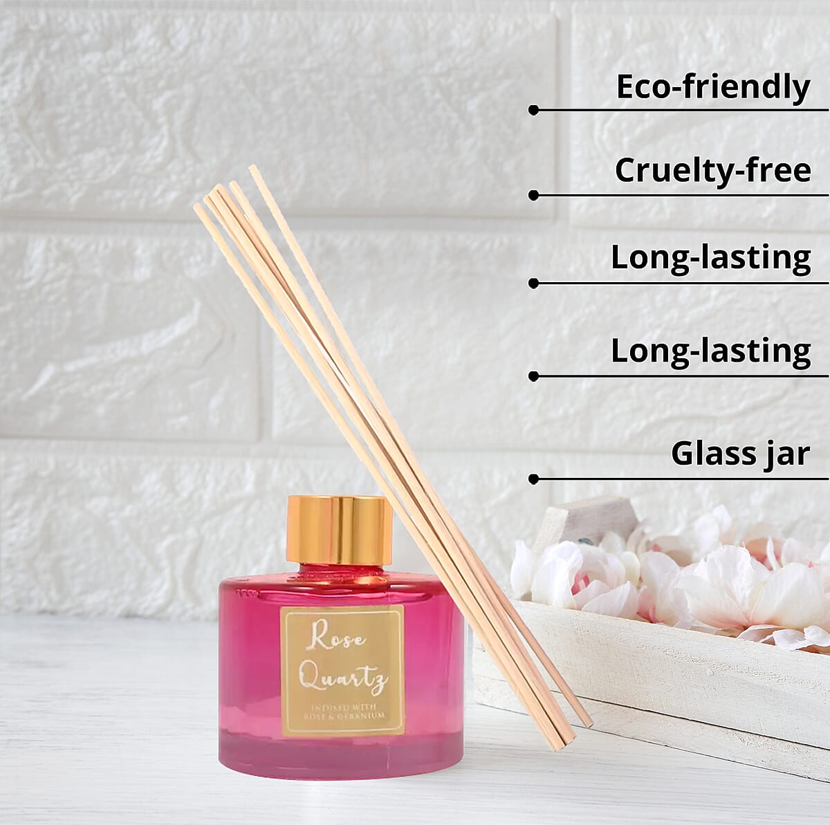 Healing Stone Reed Diffuser in Round Jar with Reed Sticks (105ml) - Pink image number 1