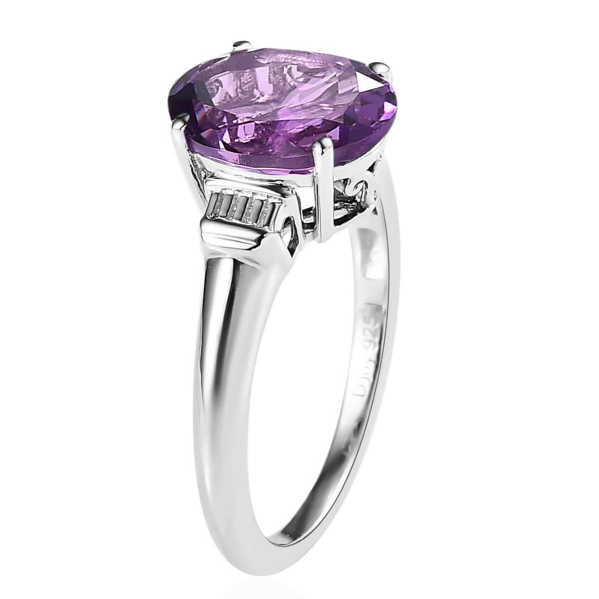 African Amethyst 2.35 ctw Solitaire Ring in Platinum Over Sterling Silver, Birthstone Jewelry, Gift For Her image number 3