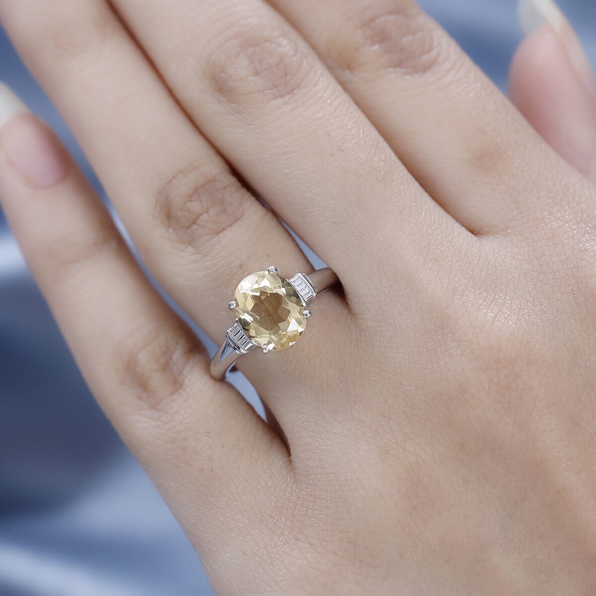 Brazilian Citrine 2.50 ctw Solitaire Ring in Platinum Over Sterling Silver, Birthstone Jewelry, Gift For Her image number 2