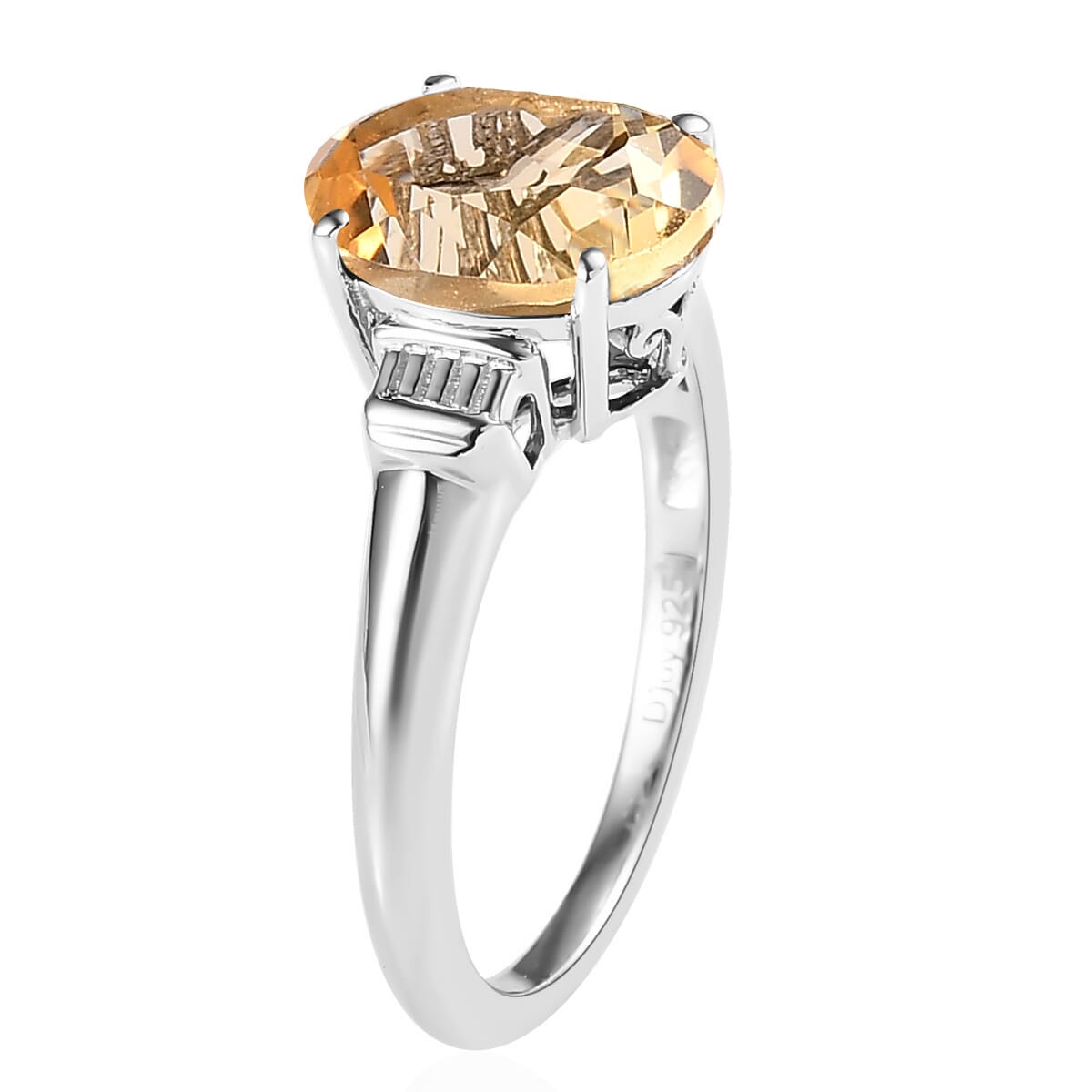 Brazilian Citrine 2.50 ctw Solitaire Ring in Platinum Over Sterling Silver, Birthstone Jewelry, Gift For Her image number 3