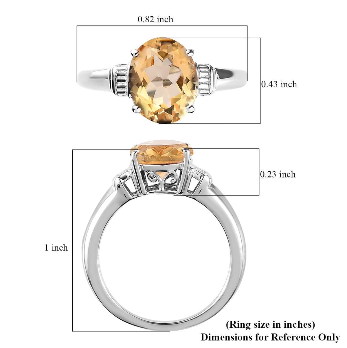 Brazilian Citrine 2.50 ctw Solitaire Ring in Platinum Over Sterling Silver, Birthstone Jewelry, Gift For Her image number 5