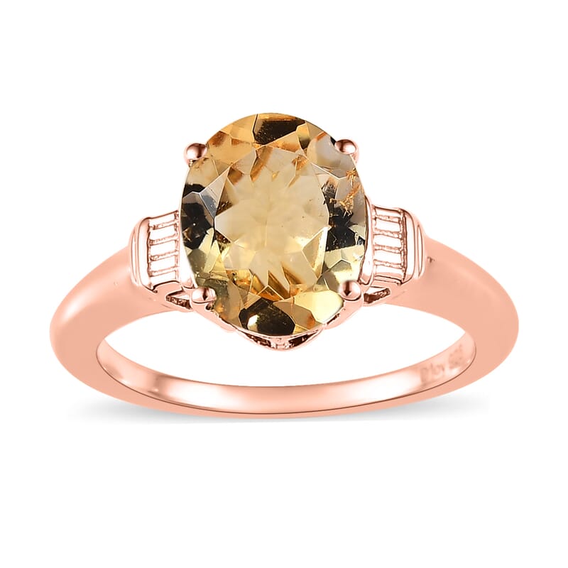 Brazilian Citrine Solitaire Ring in Vermeil Yellow Gold Over Sterling Silver (Size 9.0) 2.50 ctw