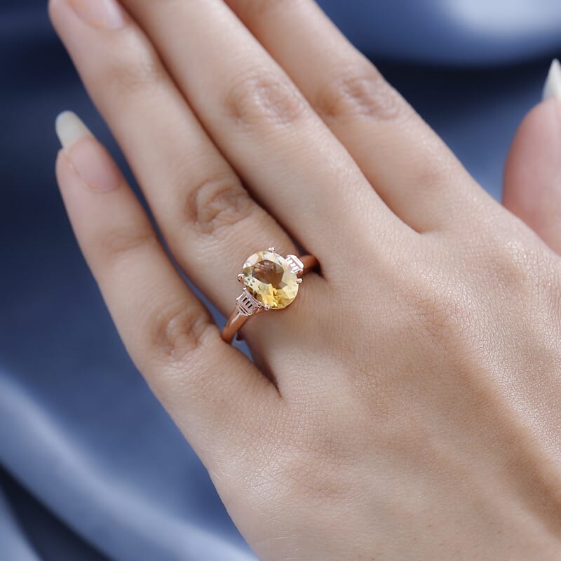 Brazilian Citrine Solitaire Ring in Vermeil Yellow Gold Over Sterling Silver (Size 9.0) 2.50 ctw