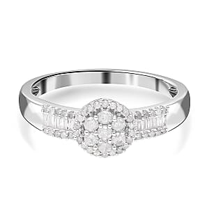 White Diamond 0.50 ctw Ring in Platinum Over Sterling Silver (Size 10.0)