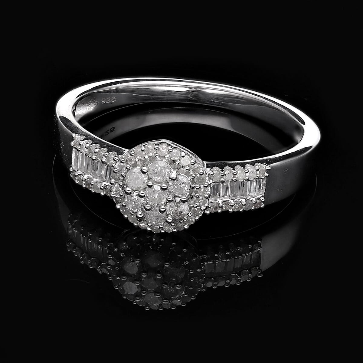 White Diamond 0.50 ctw Ring in Platinum Over Sterling Silver (Size 10.0) image number 1