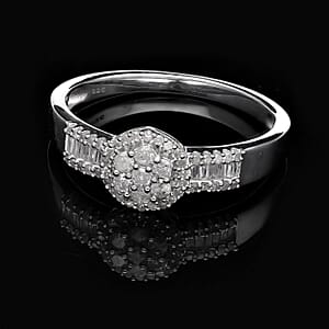 White Diamond 0.50 ctw Ring in Platinum Over Sterling Silver (Size 10.0)