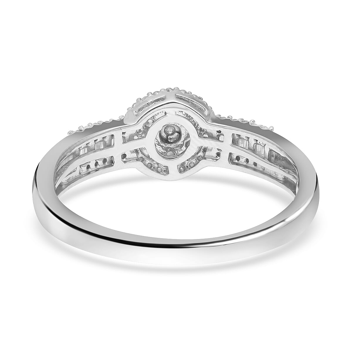 White Diamond 0.50 ctw Ring in Platinum Over Sterling Silver (Size 10.0) image number 4