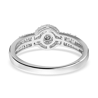 White Diamond 0.50 ctw Ring in Platinum Over Sterling Silver (Size 10.0)