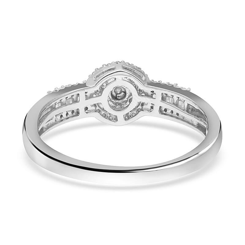 White Diamond 0.50 ctw Ring in Platinum Over Sterling Silver (Size 10.0)