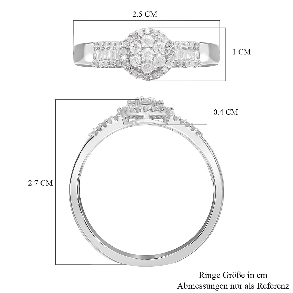 White Diamond 0.50 ctw Ring in Platinum Over Sterling Silver (Size 10.0) image number 5