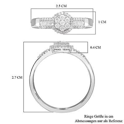 White Diamond 0.50 ctw Ring in Platinum Over Sterling Silver (Size 10.0)