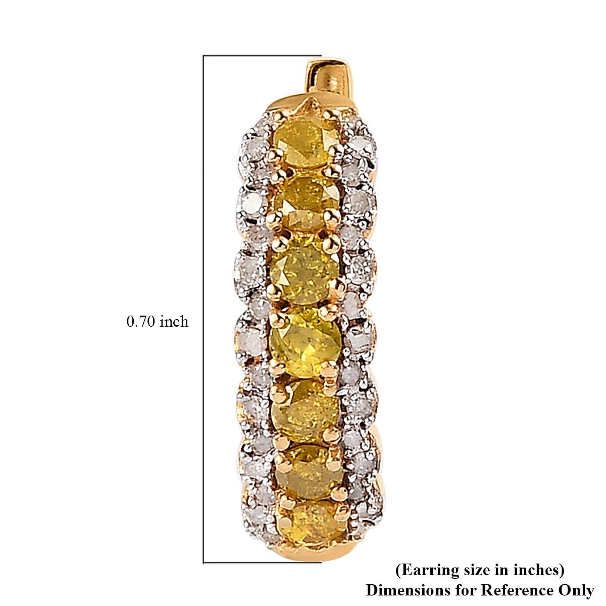 Yellow and White Diamond Hoop Earrings in Vermeil Yellow Gold Over Sterling Silver 1.00 ctw