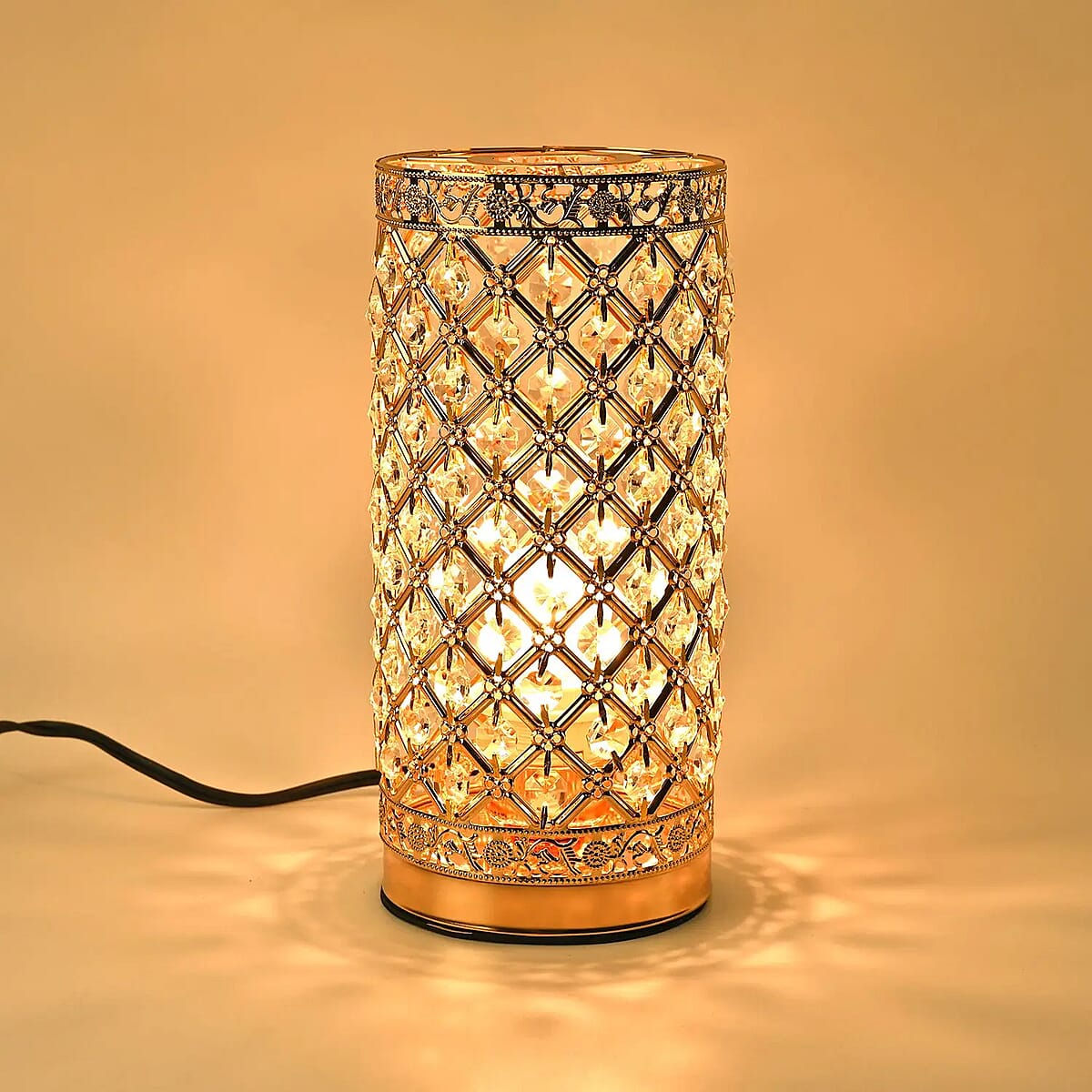 Gold Color Crystal Lamp (4.13"x4.13"x11.60") (without Bulb) image number 1