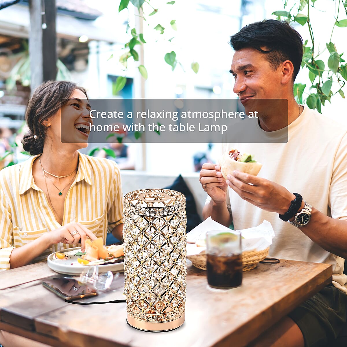 Gold Color Crystal Lamp (4.13"x4.13"x11.60") (without Bulb) image number 4