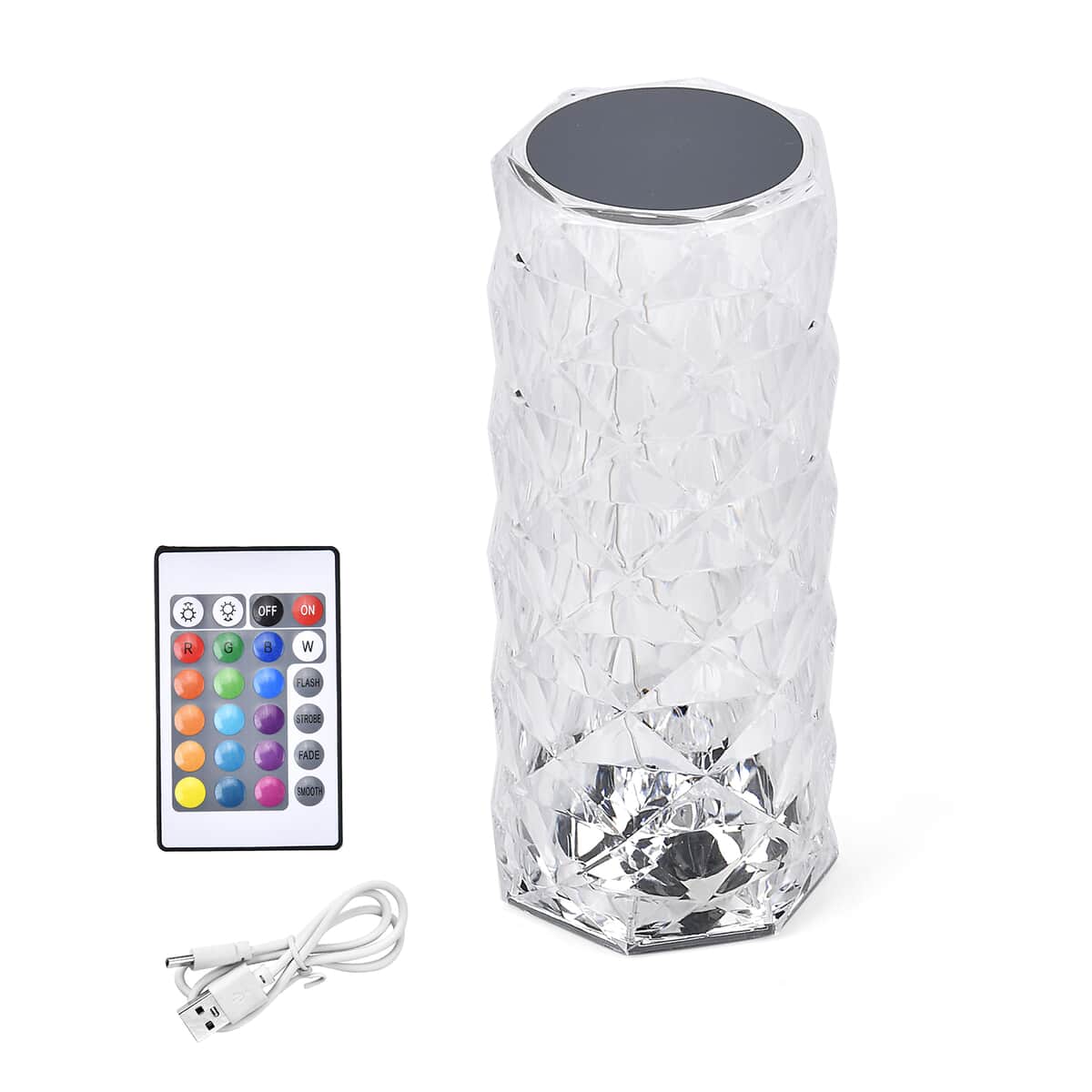 Rechargeable Rose Diamond Table Lamp with Remote Control - Multi-Color Changing Light  image number 0