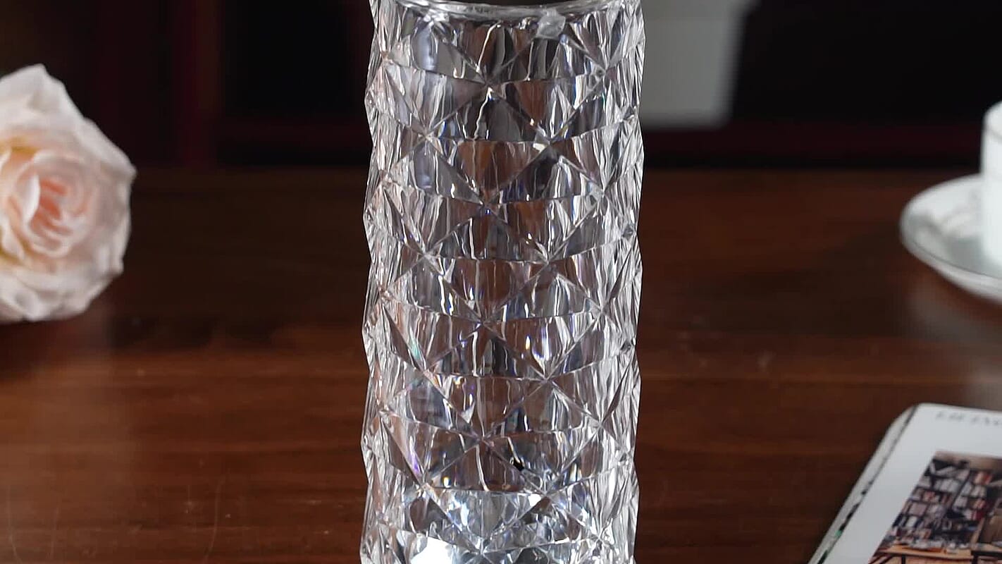 Rechargeable Rose Diamond Table Lamp with Touch and Remote Control (3.14"x3.14"x8.26") - Multi-Color Changing Light