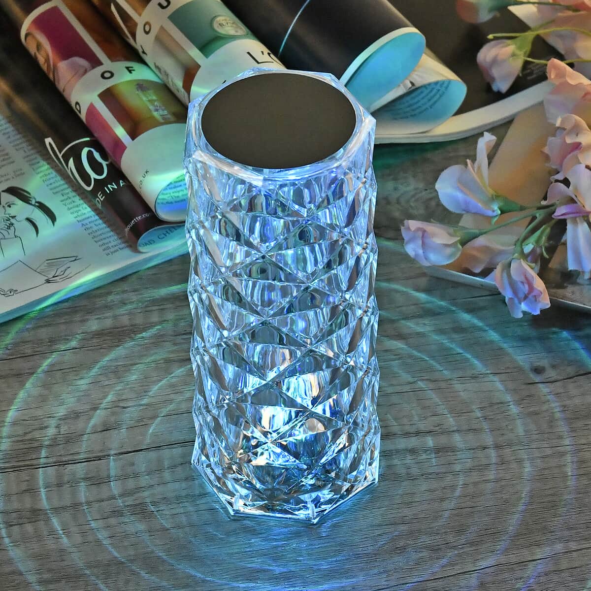 Rechargeable Rose Diamond Table Lamp with Remote Control - Multi-Color Changing Light  image number 1