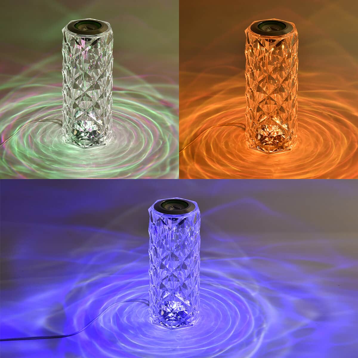 Rechargeable Rose Diamond Table Lamp with Remote Control - Multi-Color Changing Light  image number 2