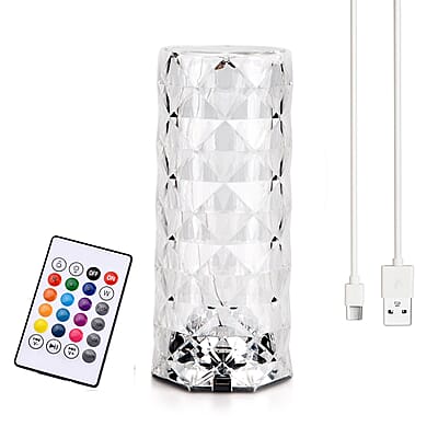 Livmore Rechargeable Rose Diamond Table Lamp with Remote Control - Multi-Color Changing Light