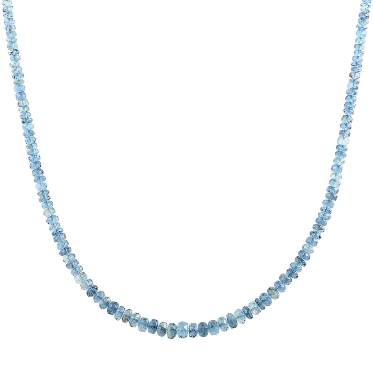 Certified & Appraised Rhapsody 950 Platinum AAAA Santa Maria Aquamarine Graduated Single Strand Beaded Necklace 18 Inches 60.00 ctw image number 0