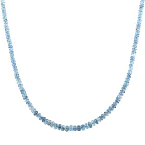 Certified & Appraised Rhapsody 950 Platinum AAAA Santa Maria Aquamarine Graduated Single Strand Beaded Necklace 18 Inches 60.00 ctw