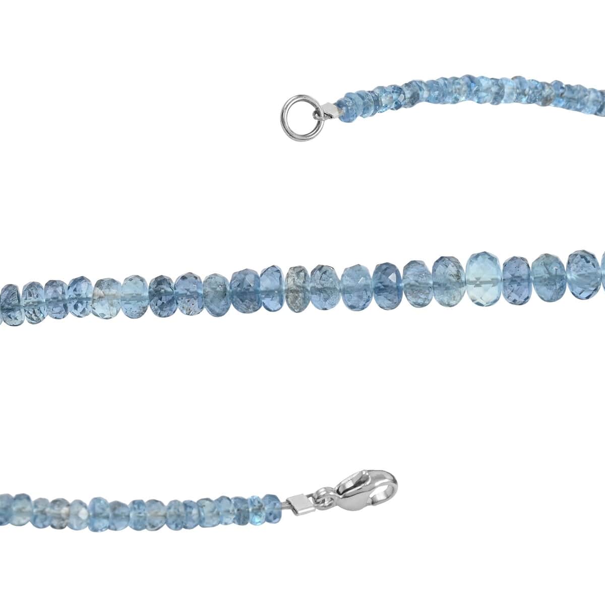 Certified & Appraised Rhapsody 950 Platinum AAAA Santa Maria Aquamarine Graduated Single Strand Beaded Necklace 18 Inches 60.00 ctw image number 3