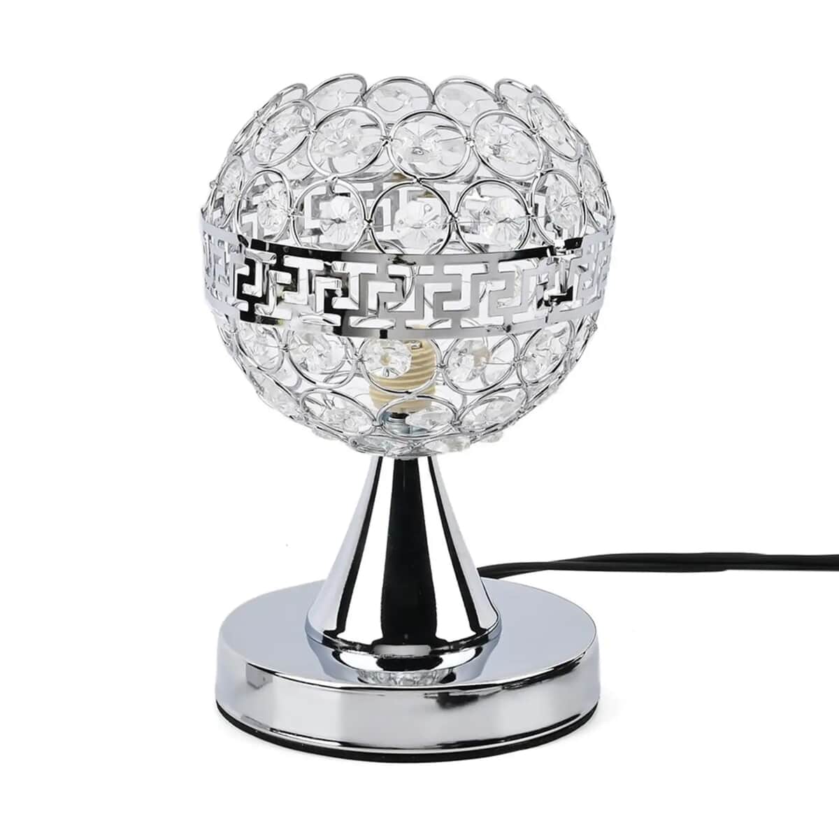 TLV Homesmart Silver Round Crystal Lamp with Touch Control (3.9"x7.87") image number 0
