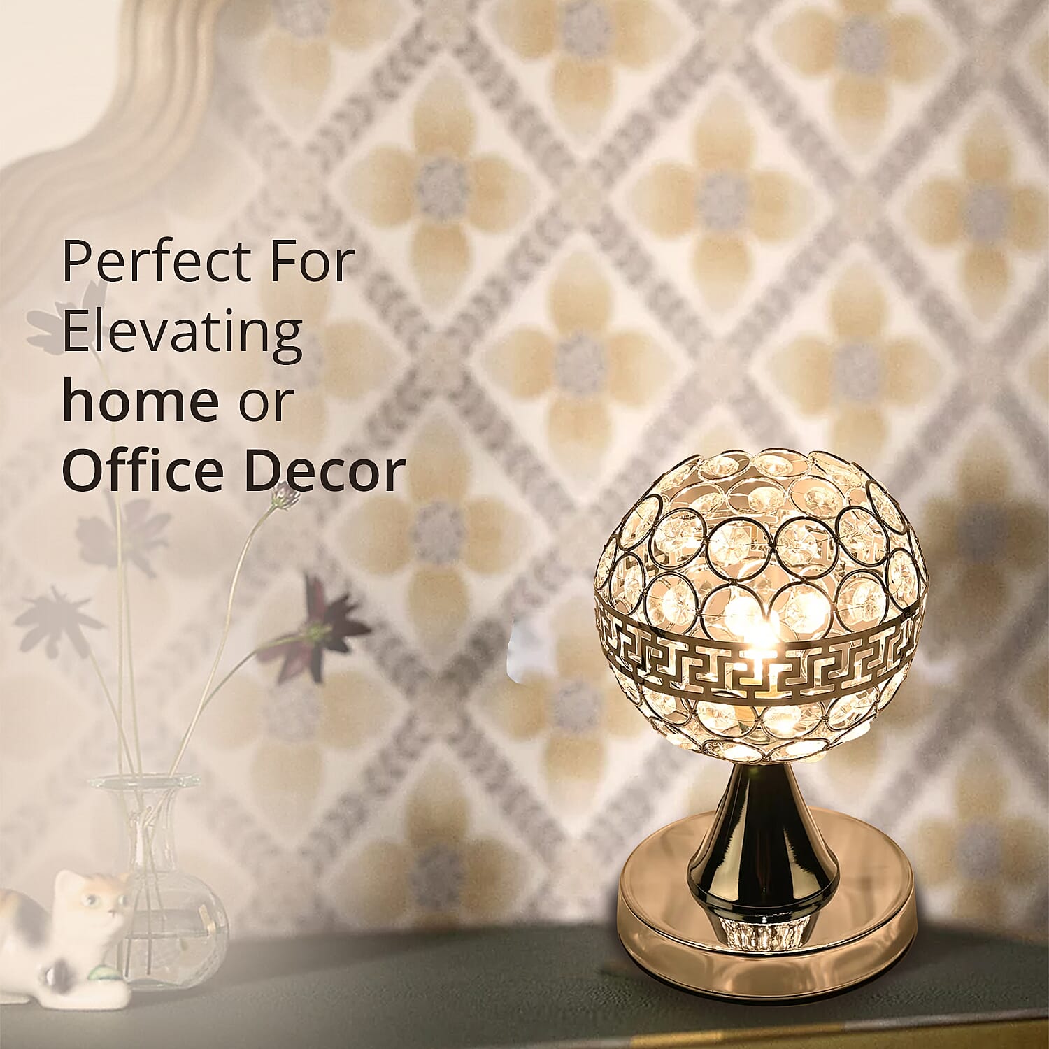 Homesmart Silver Round Crystal Lamp with Bulb and Touch Control