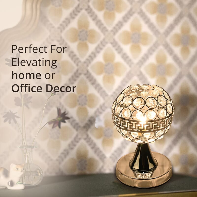 Homesmart Silver Round Crystal Lamp with Bulb and Touch Control