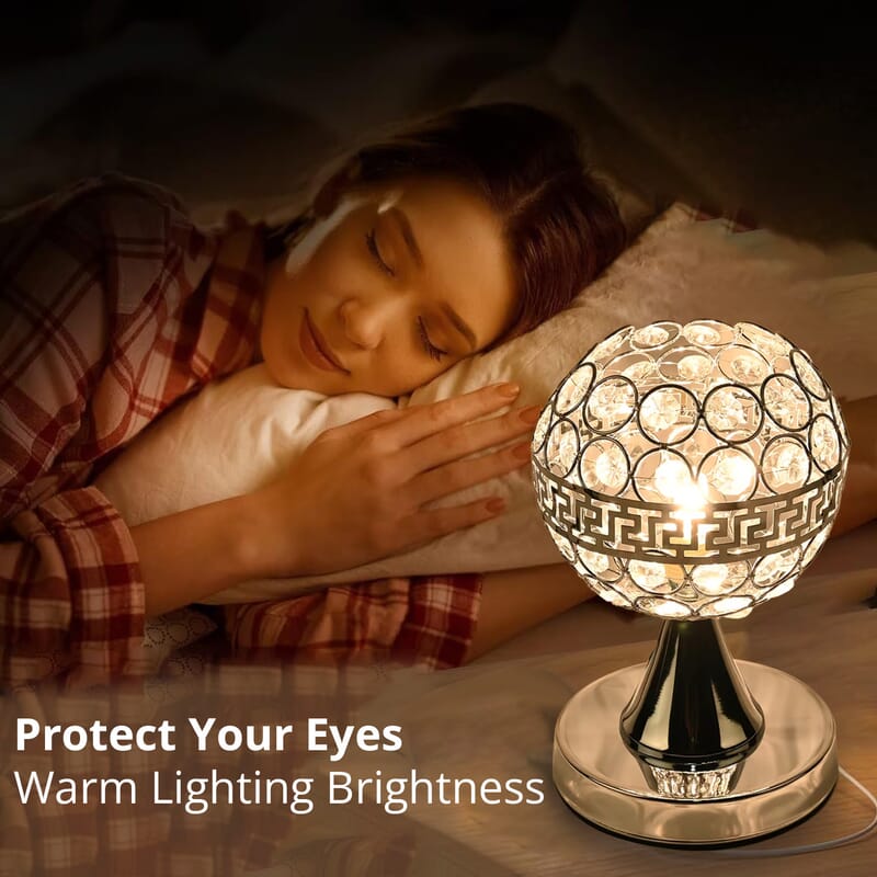Homesmart Silver Round Crystal Lamp with Bulb and Touch Control