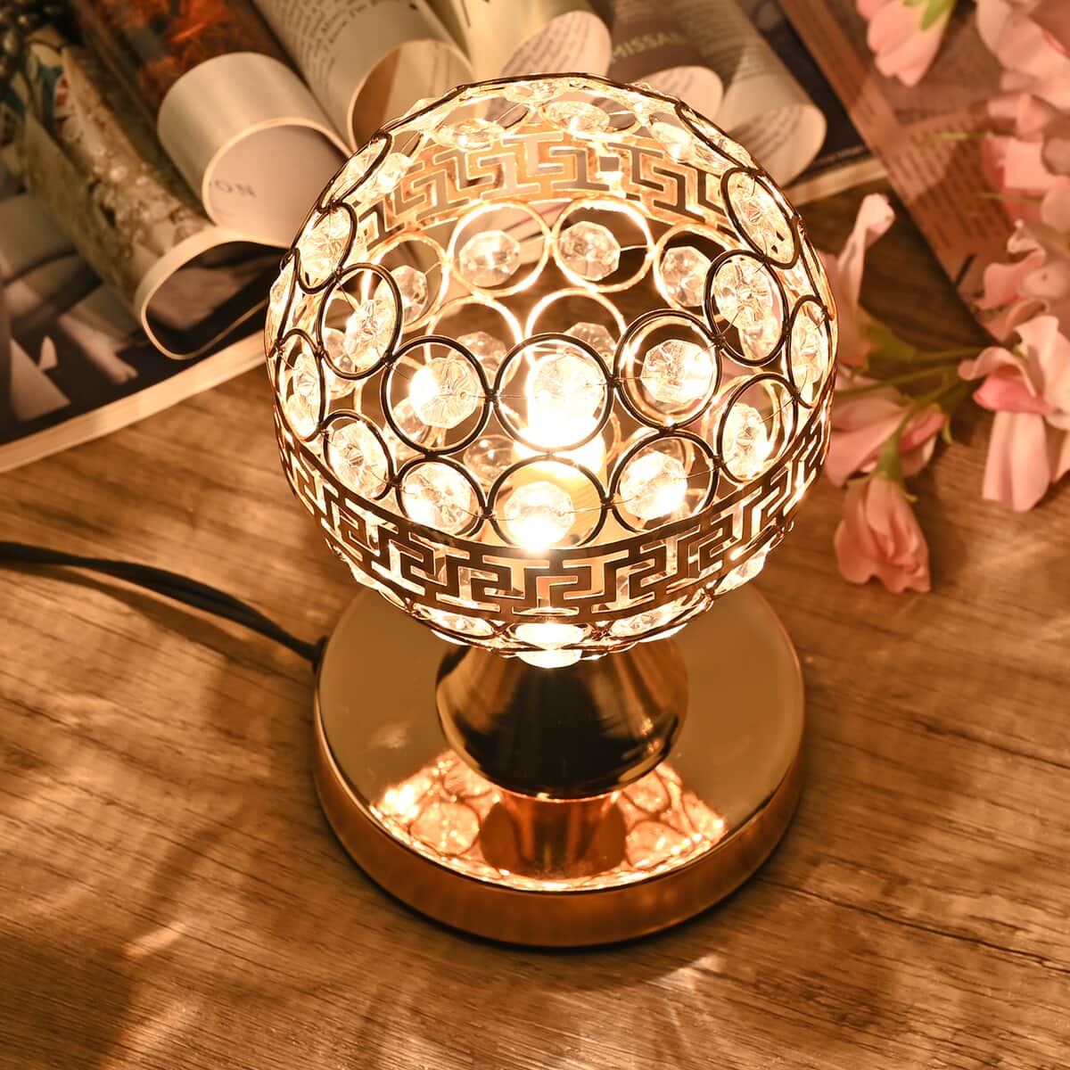 Homesmart Gold Round Crystal Lamp with Bulb and Touch Control image number 1