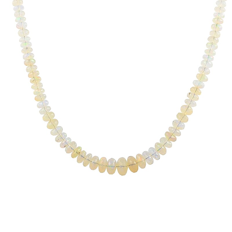 Certified & Appraised Iliana 18K Yellow Gold AAAA Ethiopian Welo Opal Graduated Single Strand Beaded Necklace 18 Inches 90.00 ctw