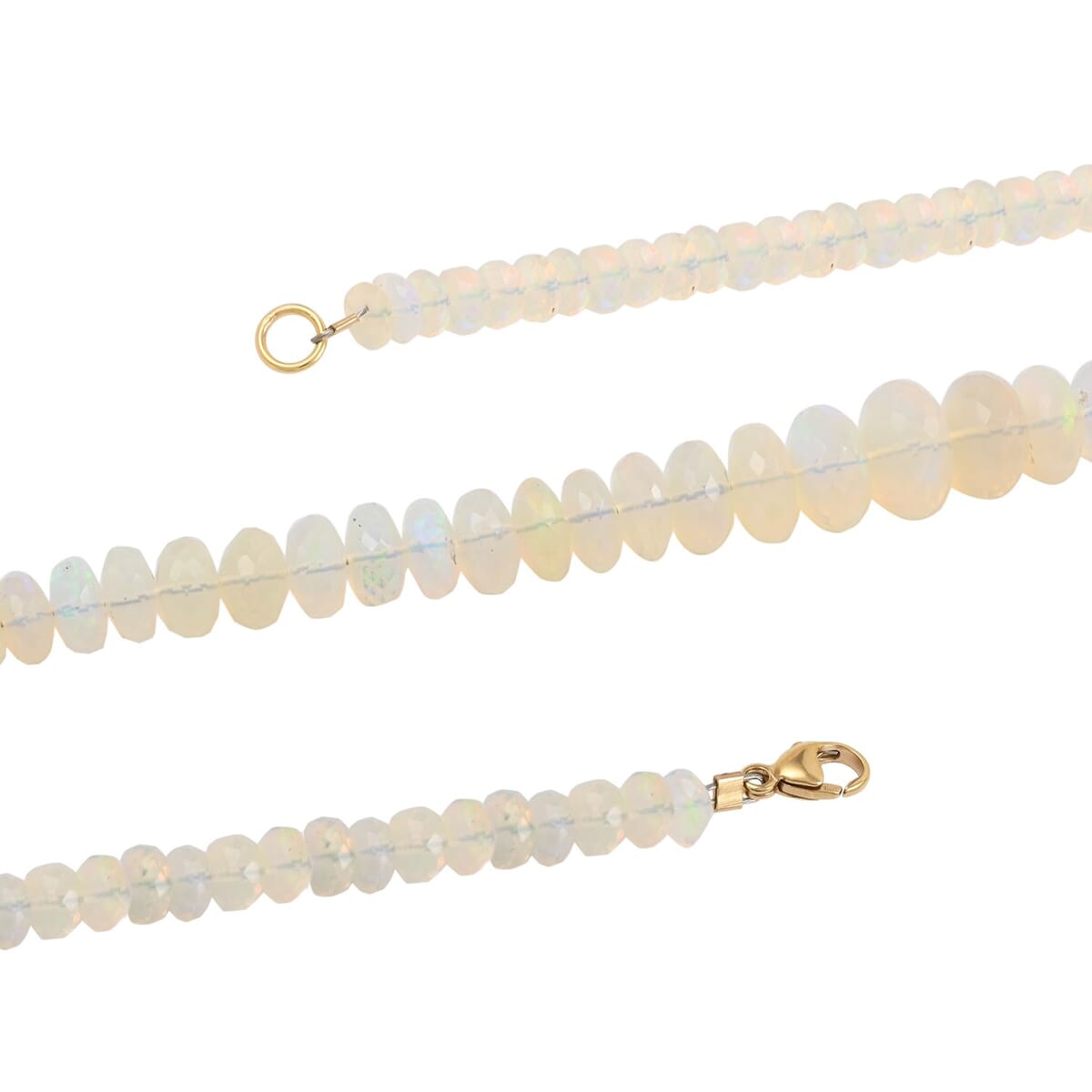 Certified & Appraised Iliana 18K Yellow Gold AAAA Ethiopian Welo Opal Graduated Single Strand Beaded Necklace 18 Inches 90.00 ctw image number 3