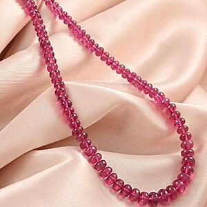 Certified and Appraised Iliana 18K Yellow Gold AAAA Ouro Fino Rubellite Graduated Single Strand Beaded Necklace 18 Inches 75.00 ctw