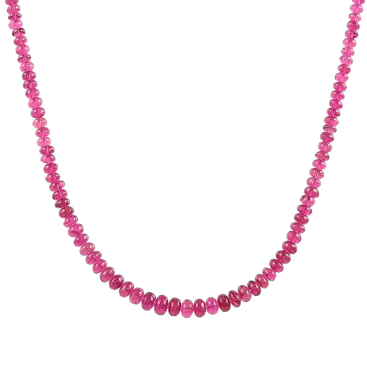 Certified and Appraised Iliana 18K Yellow Gold AAAA Ouro Fino Rubellite Graduated Single Strand Beaded Necklace 18 Inches 75.00 ctw image number 3