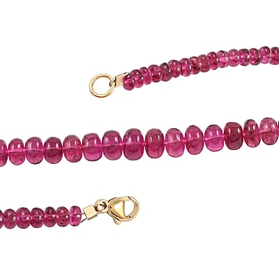 Certified and Appraised Iliana 18K Yellow Gold AAAA Ouro Fino Rubellite Graduated Single Strand Beaded Necklace 18 Inches 75.00 ctw