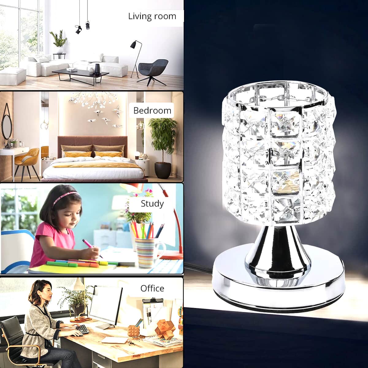 Homesmart Silver Color Cylinder Shape Crystal Lamp with Bulb and Touch Control image number 4