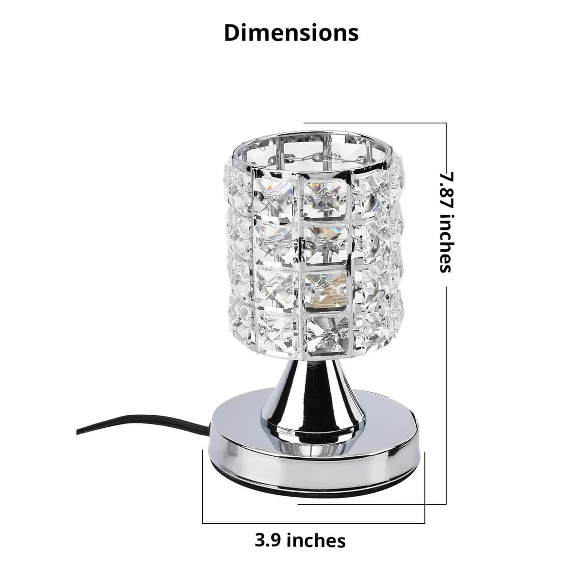 Homesmart Silver Color Cylinder Shape Crystal Lamp with Bulb and Touch Control image number 5